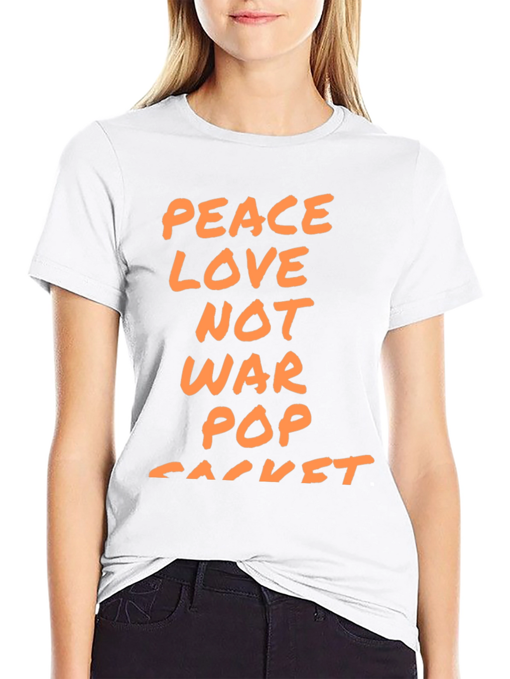 Peace Love Not War Pop Racket T-Shirt - Black