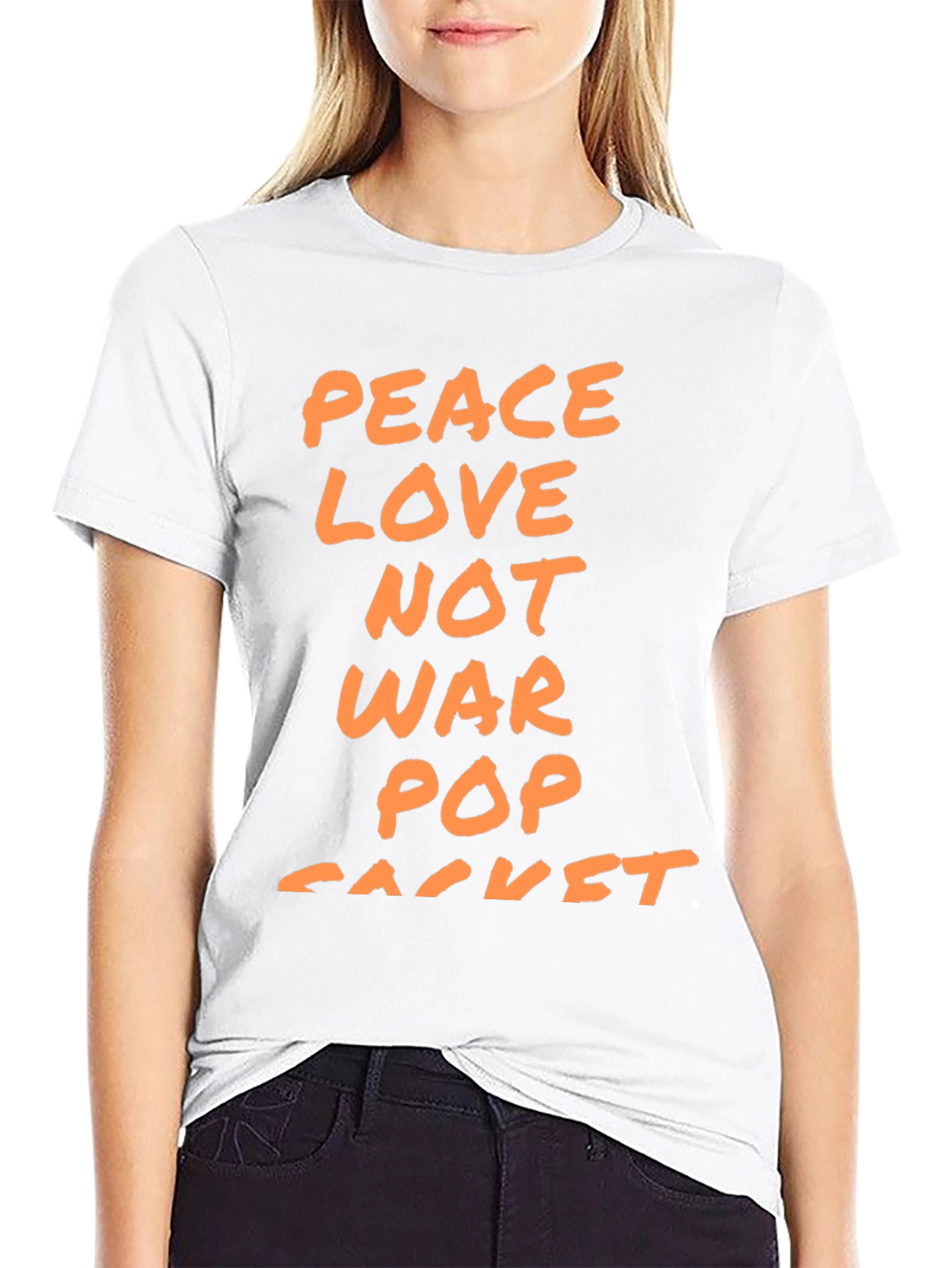 Peace Love Not War Pop Racket T-Shirt - Black