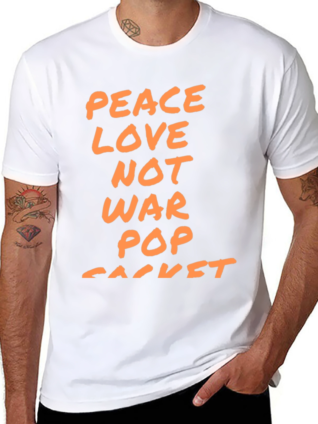 Peace Love Not War Pop Racket T-Shirt - Black