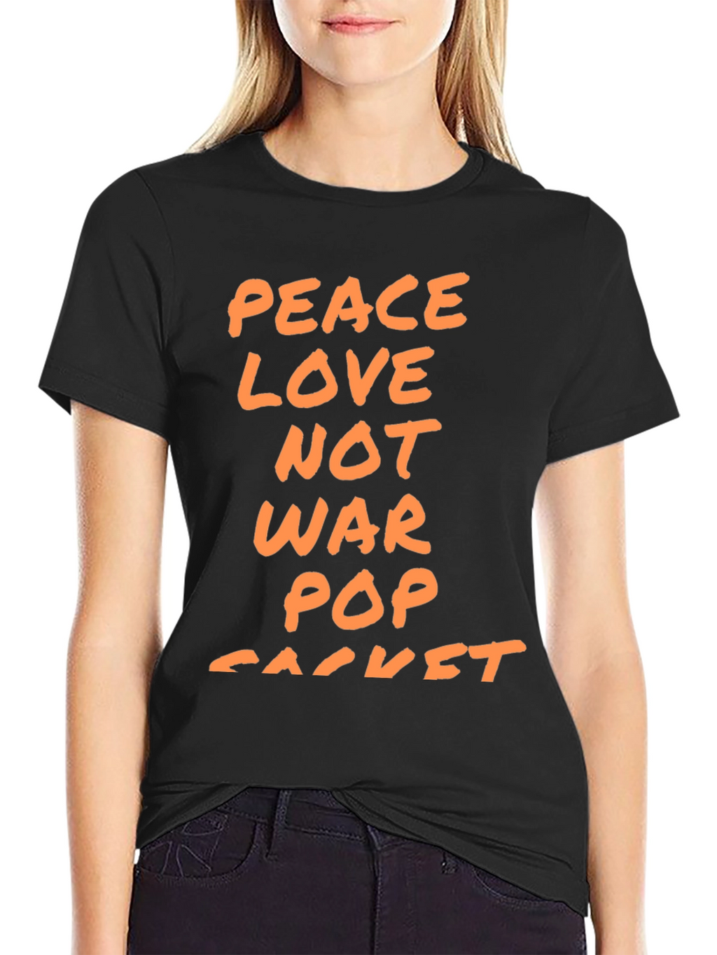 Peace Love Not War Pop Racket T-Shirt - Black