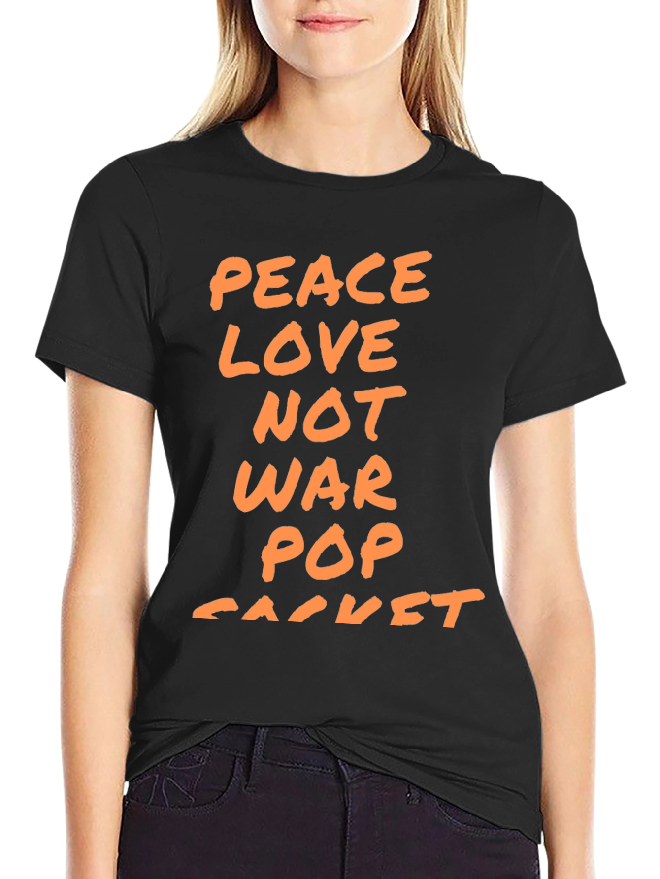 Peace Love Not War Pop Racket T-Shirt - Black