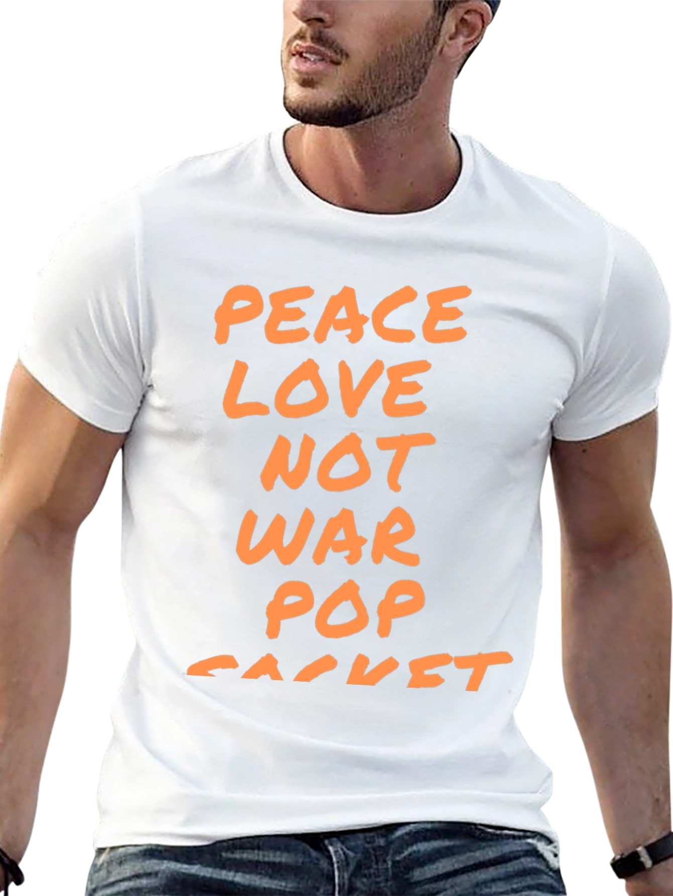 Peace Love Not War Pop Racket T-Shirt - Black