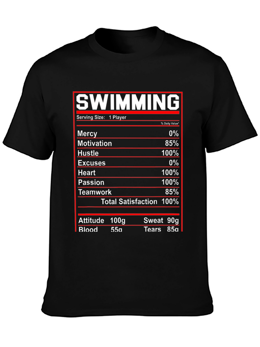 Swimming Nutrition Facts T-Shirt