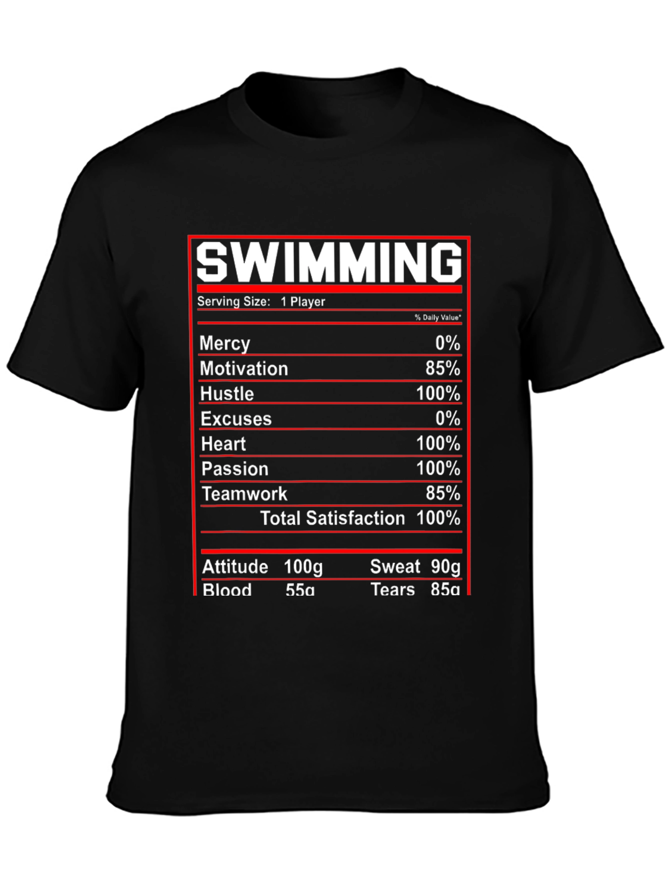 Swimming Nutrition Facts T-Shirt