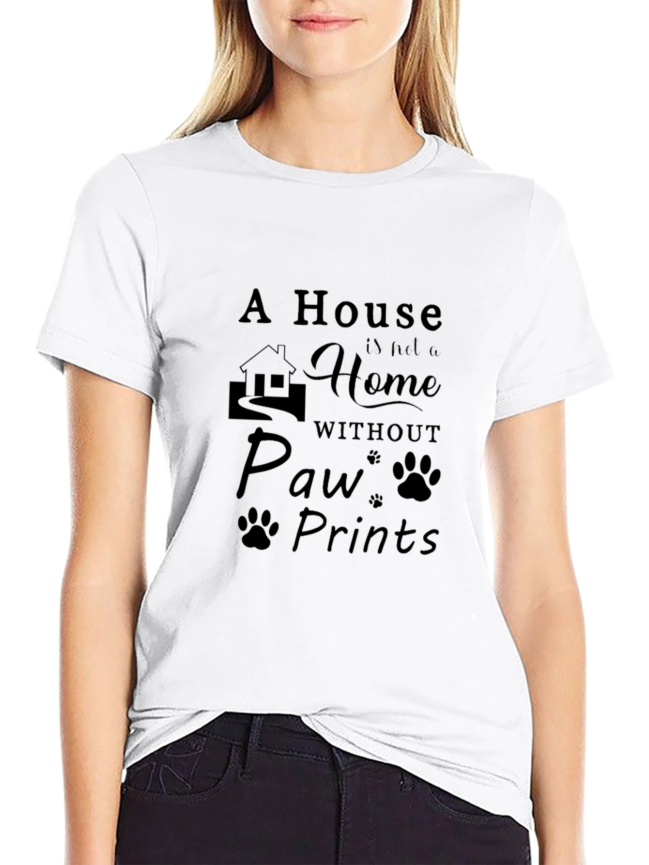 Paw Prints Home T-Shirt - Black