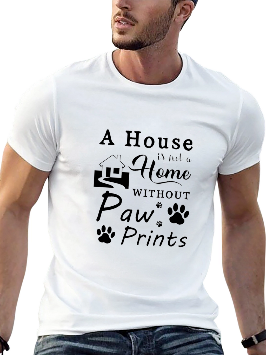 Paw Prints Home T-Shirt - Black