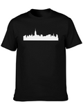 Cityscape Graphic Tee - Black Cotton T-Shirt
