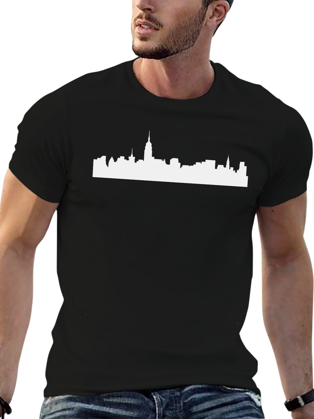 Cityscape Graphic Tee - Black Cotton T-Shirt