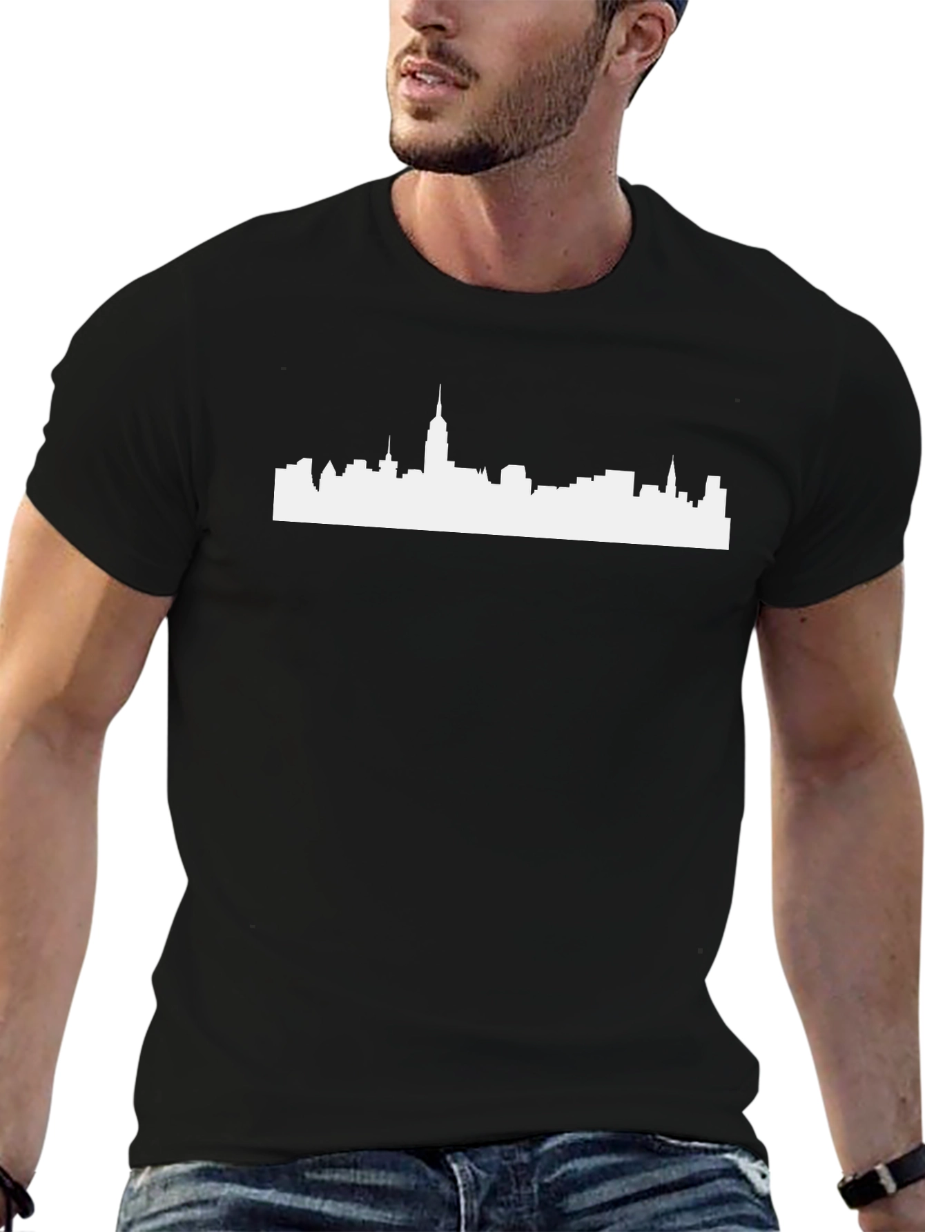 Cityscape Graphic Tee - Black Cotton T-Shirt