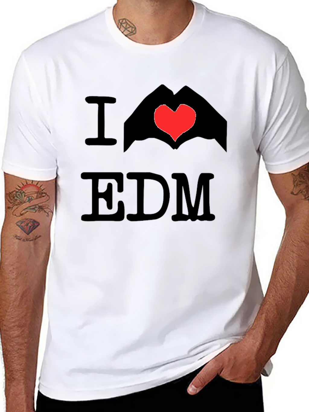 I Love EDM Graphic Tee - Black Cotton T-Shirt