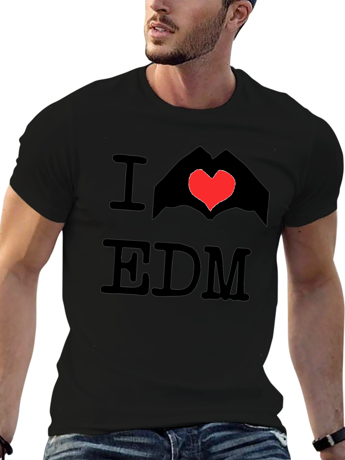 I Love EDM Graphic Tee - Black Cotton T-Shirt
