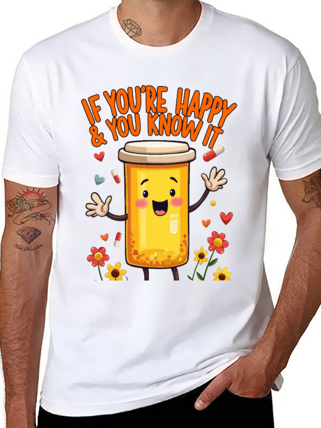 Happy Pills T-Shirt -  Medicine Cartoon Tee