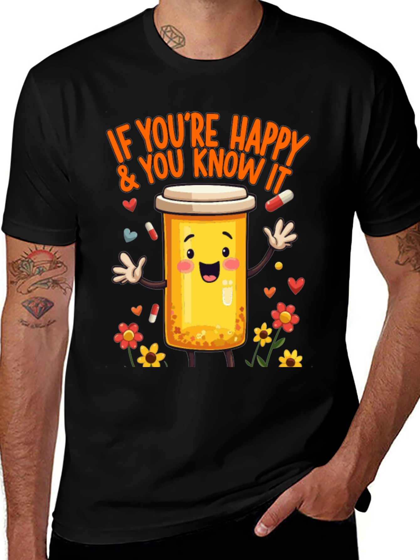 Happy Pills T-Shirt -  Medicine Cartoon Tee