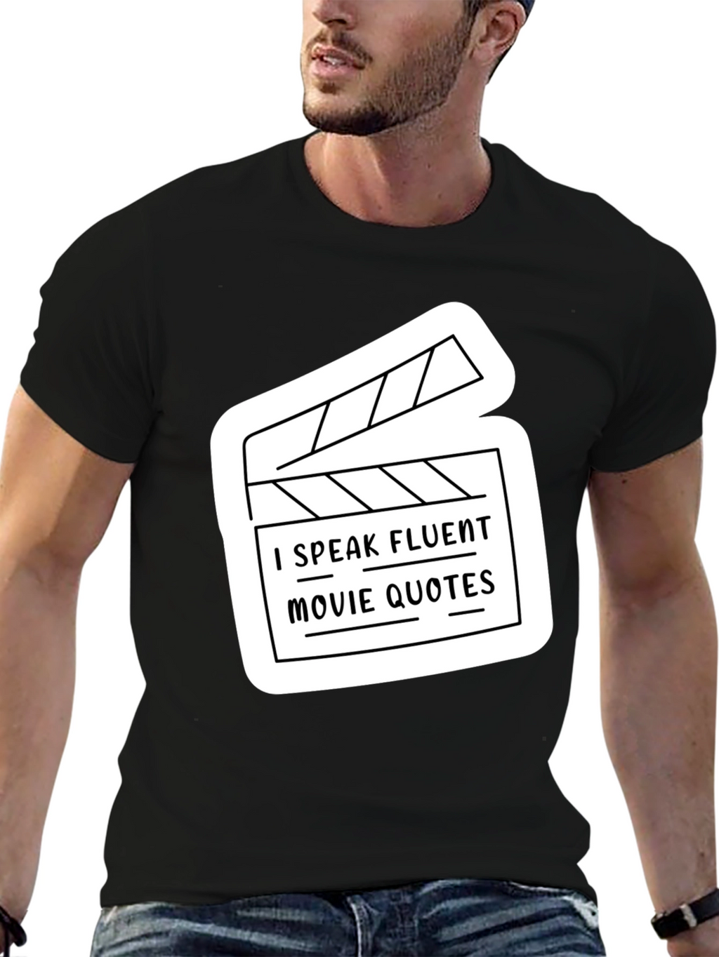 Fluent Movie Quotes Graphic Tee - Black Crew Neck