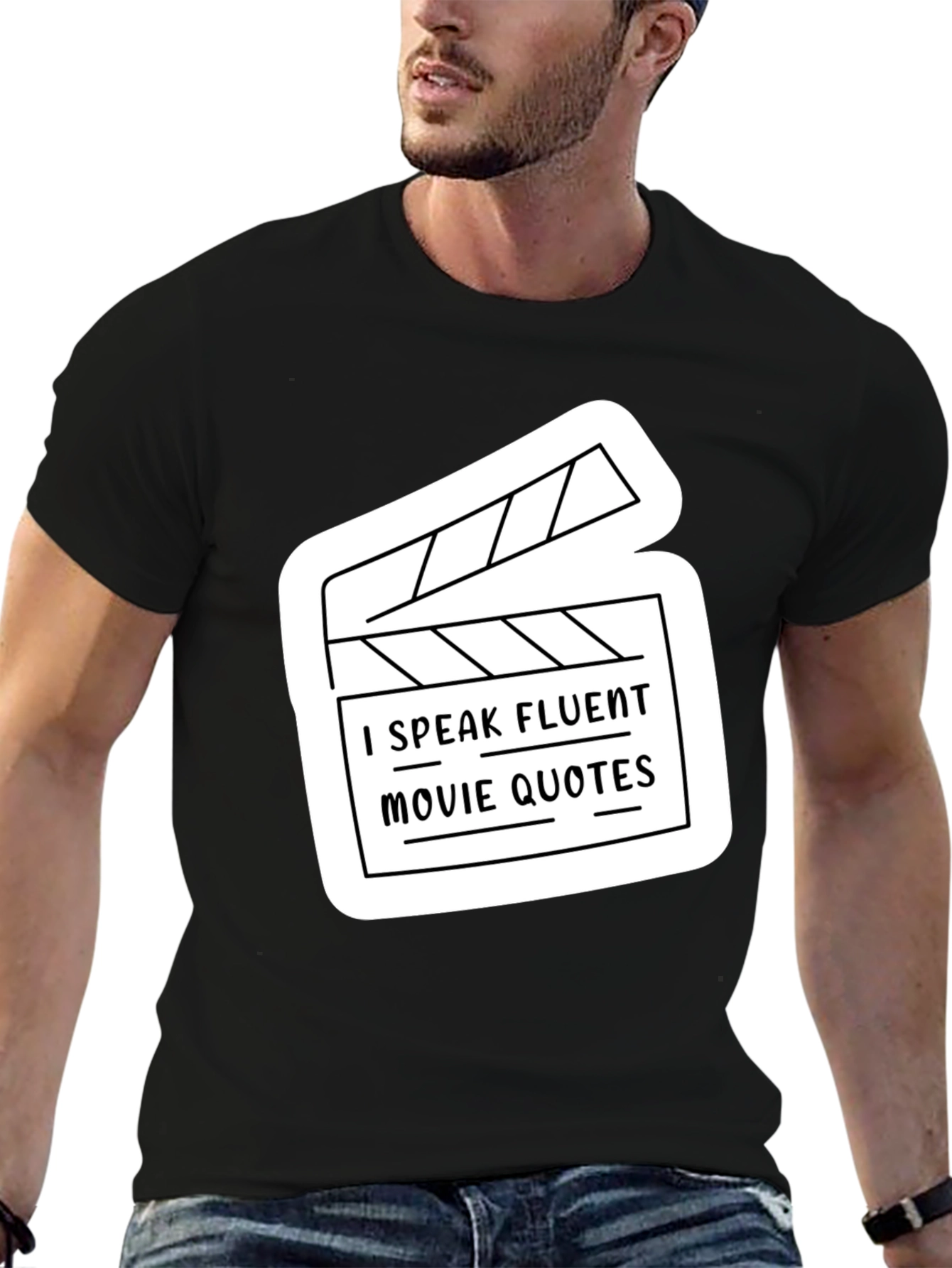 Fluent Movie Quotes Graphic Tee - Black Crew Neck