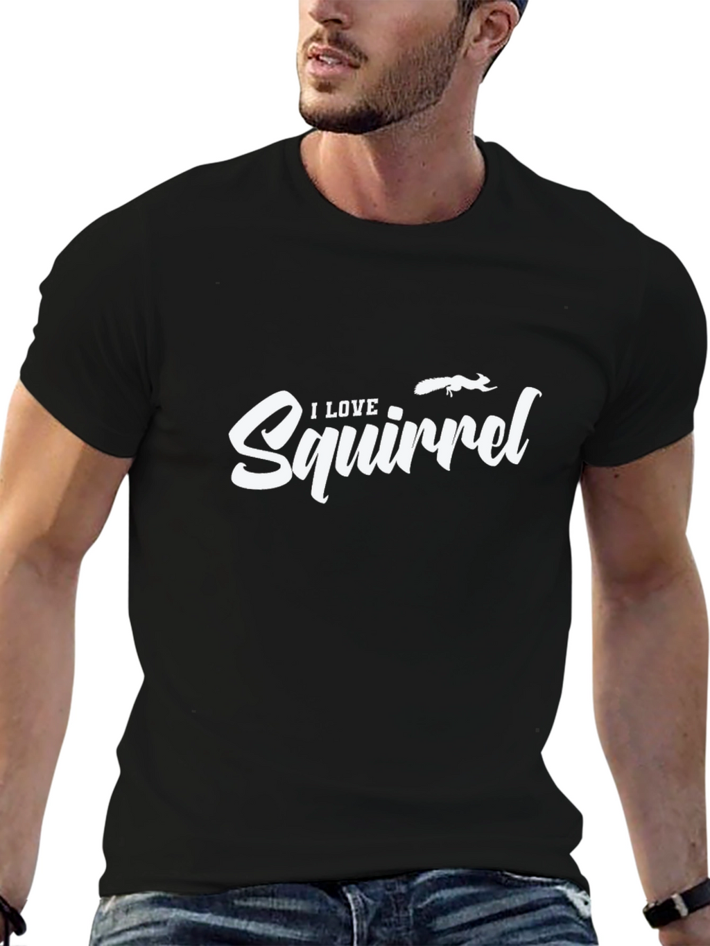 I Love Squirrels Black T-Shirt