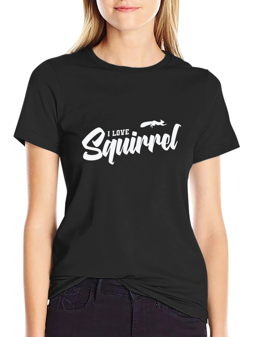 I Love Squirrels Black T-Shirt