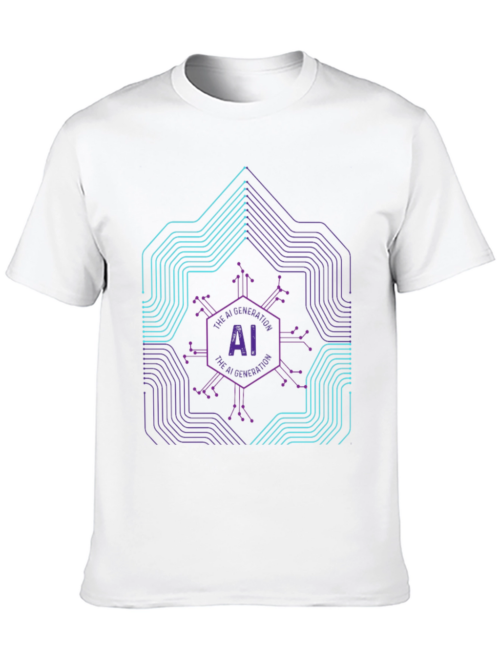 AI Generation Graphic Print Black T-Shirt