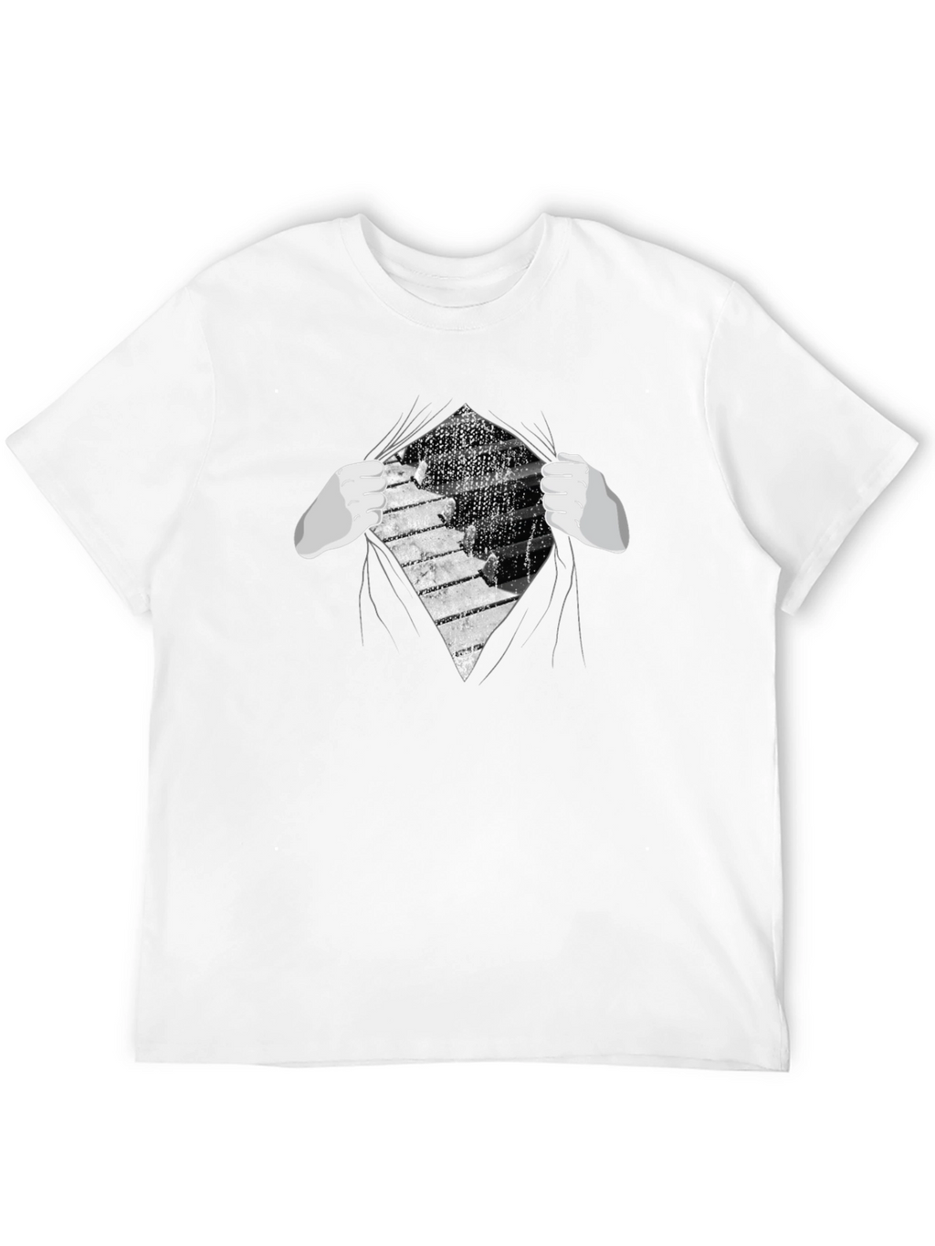 Piano Keys Reveal Graphic Tee - Music Lovers T-Shirt