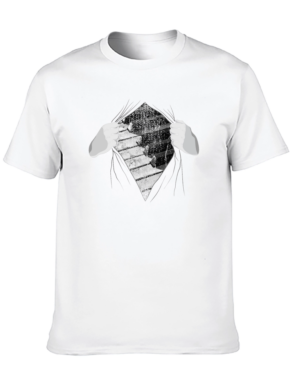 Piano Keys Reveal Graphic Tee - Music Lovers T-Shirt