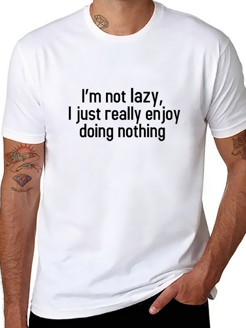 Funny Im Not Lazy Enjoy Doing Nothing Black T-Shirt