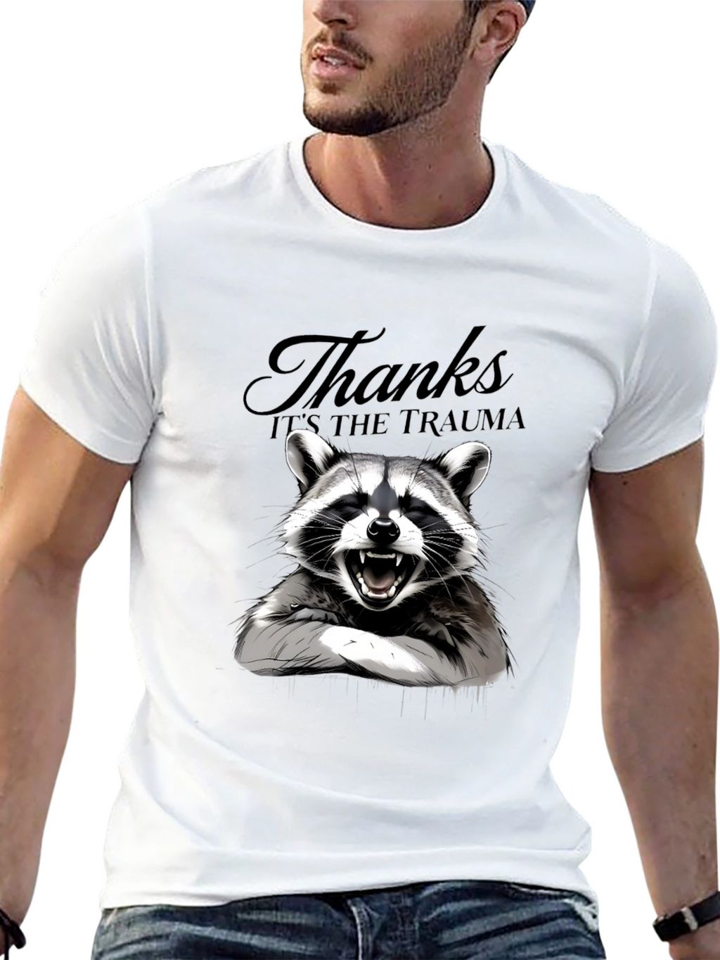 Thanks Its the Trauma Raccoon T-Shirt - Black