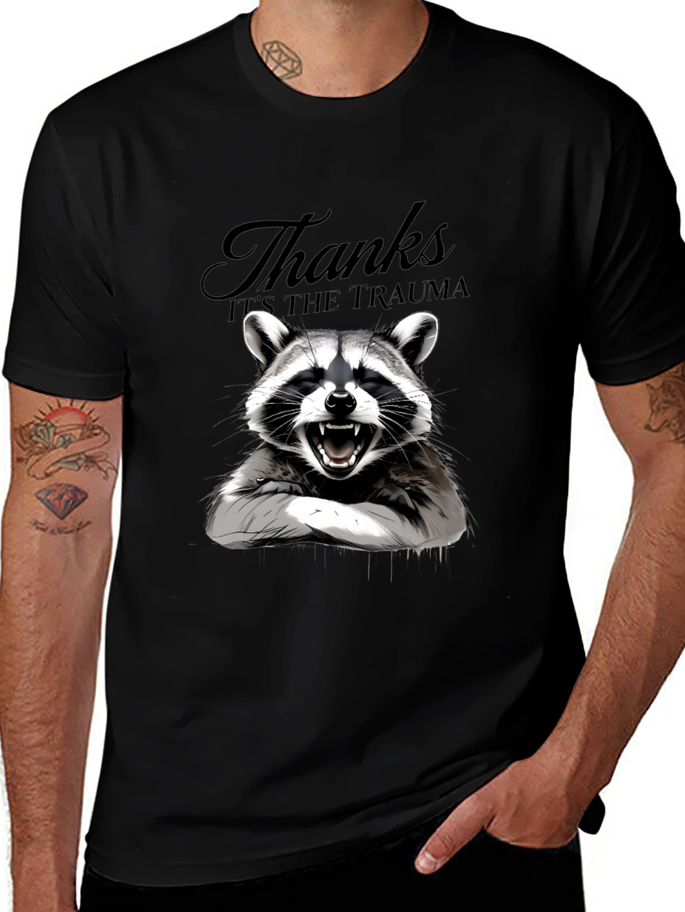 Thanks Its the Trauma Raccoon T-Shirt - Black