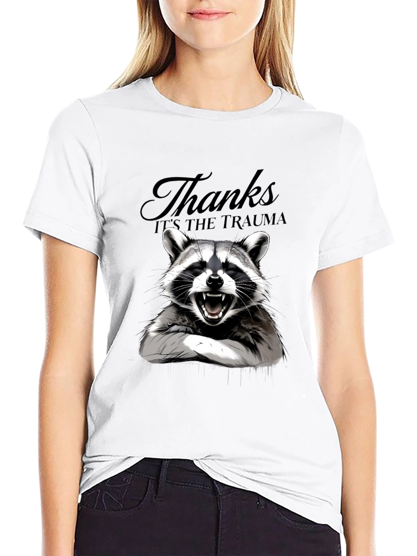 Thanks Its the Trauma Raccoon T-Shirt - Black
