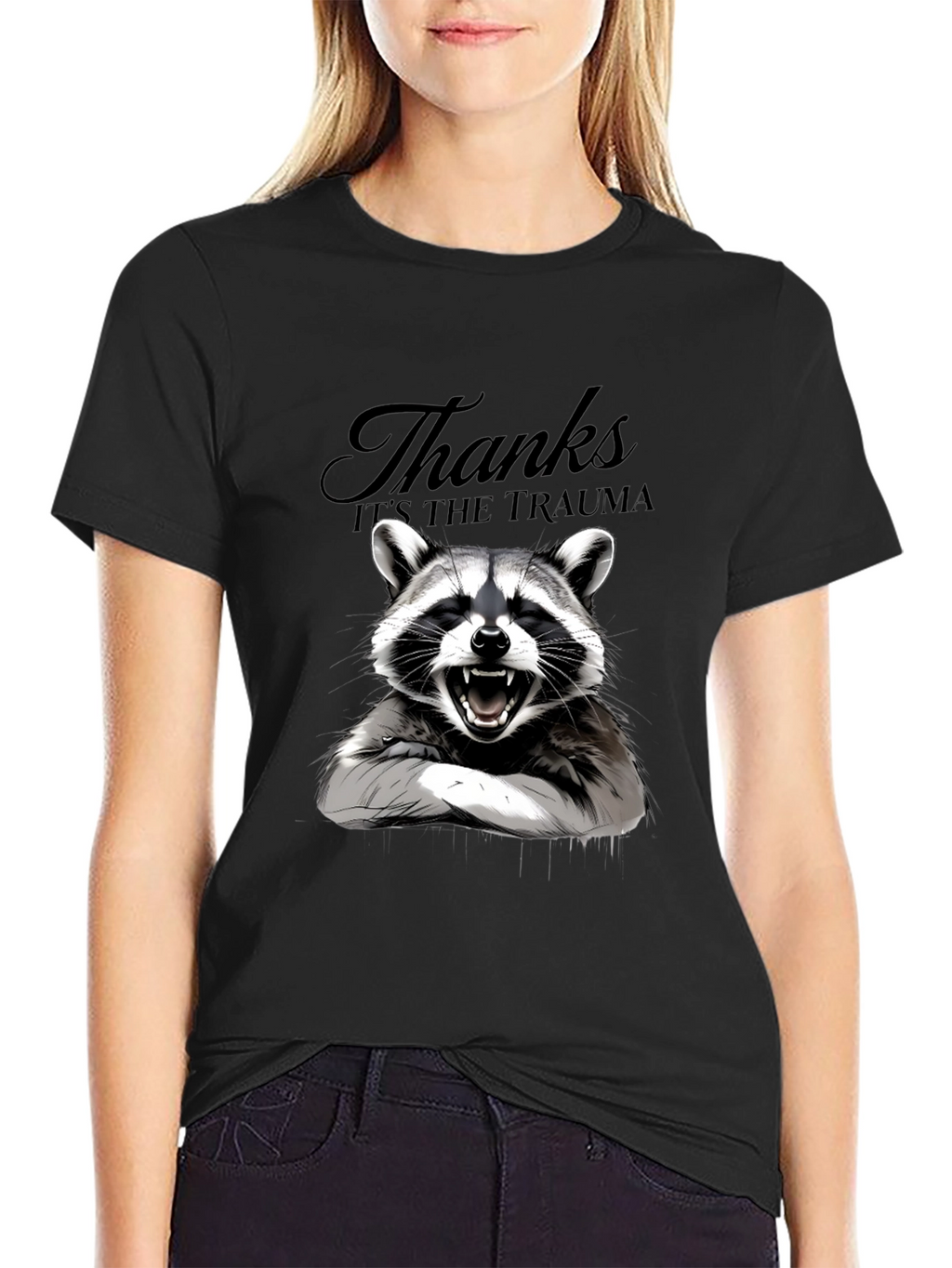 Thanks Its the Trauma Raccoon T-Shirt - Black