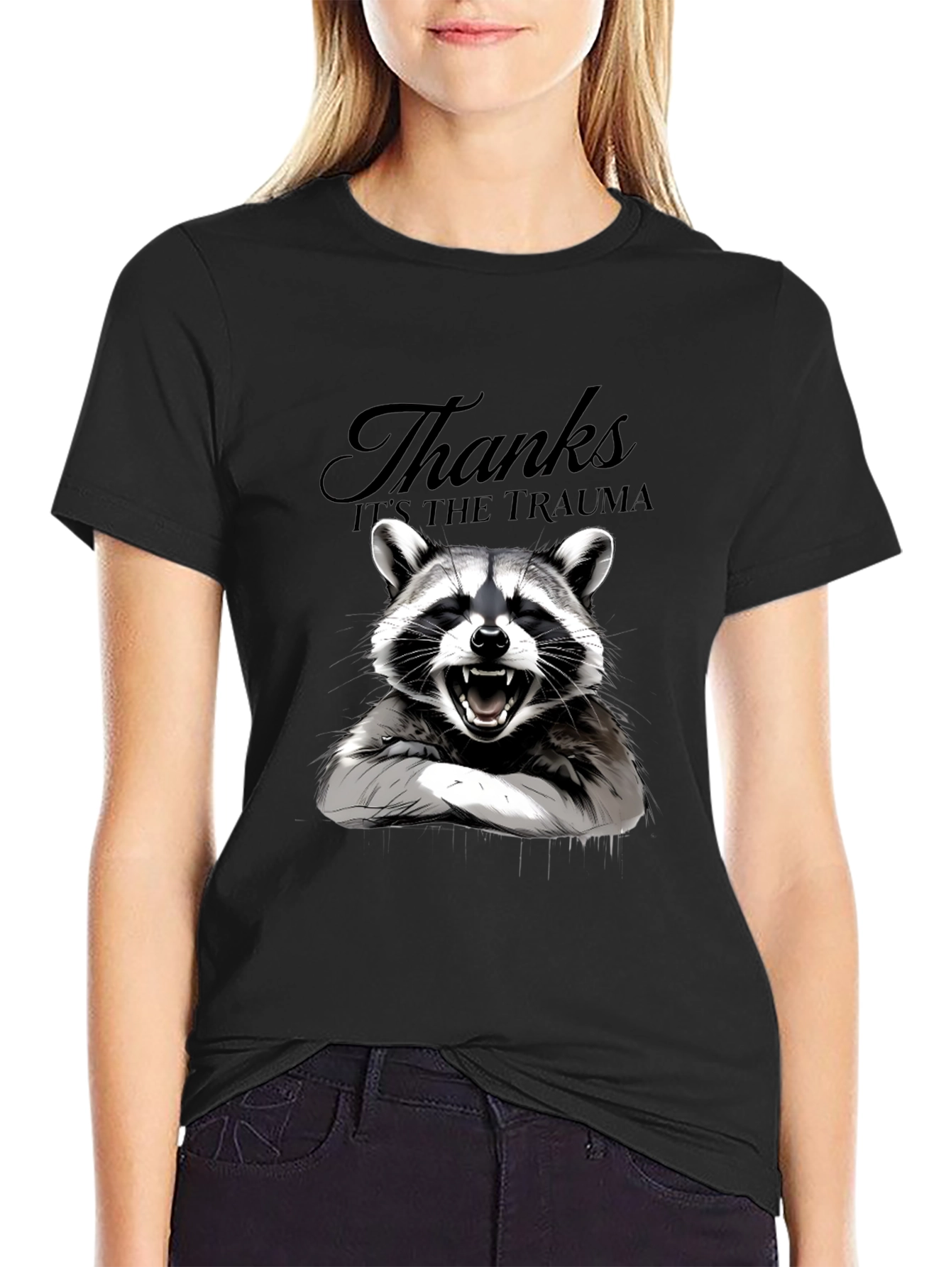 Thanks Its the Trauma Raccoon T-Shirt - Black