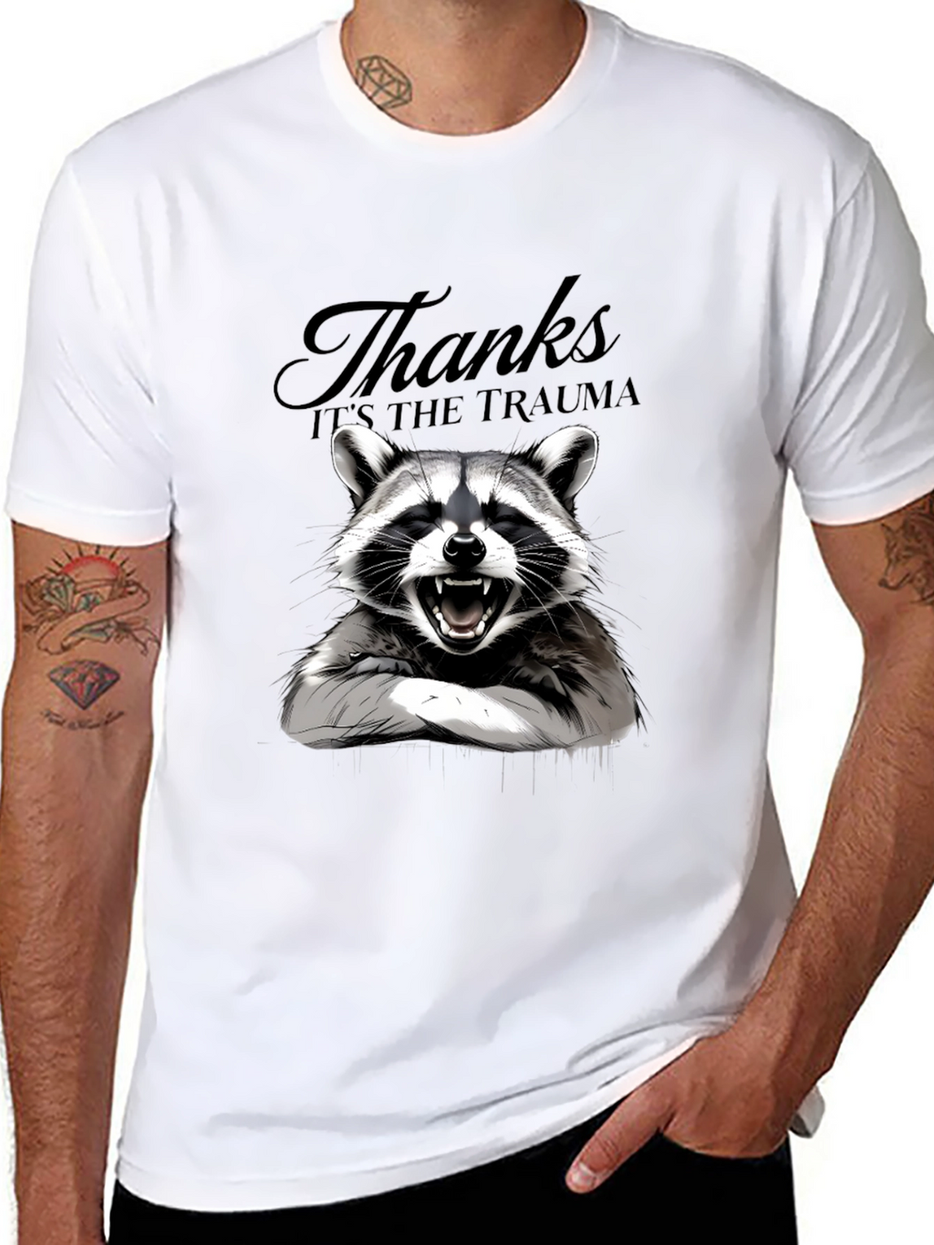 Thanks Its the Trauma Raccoon T-Shirt - Black