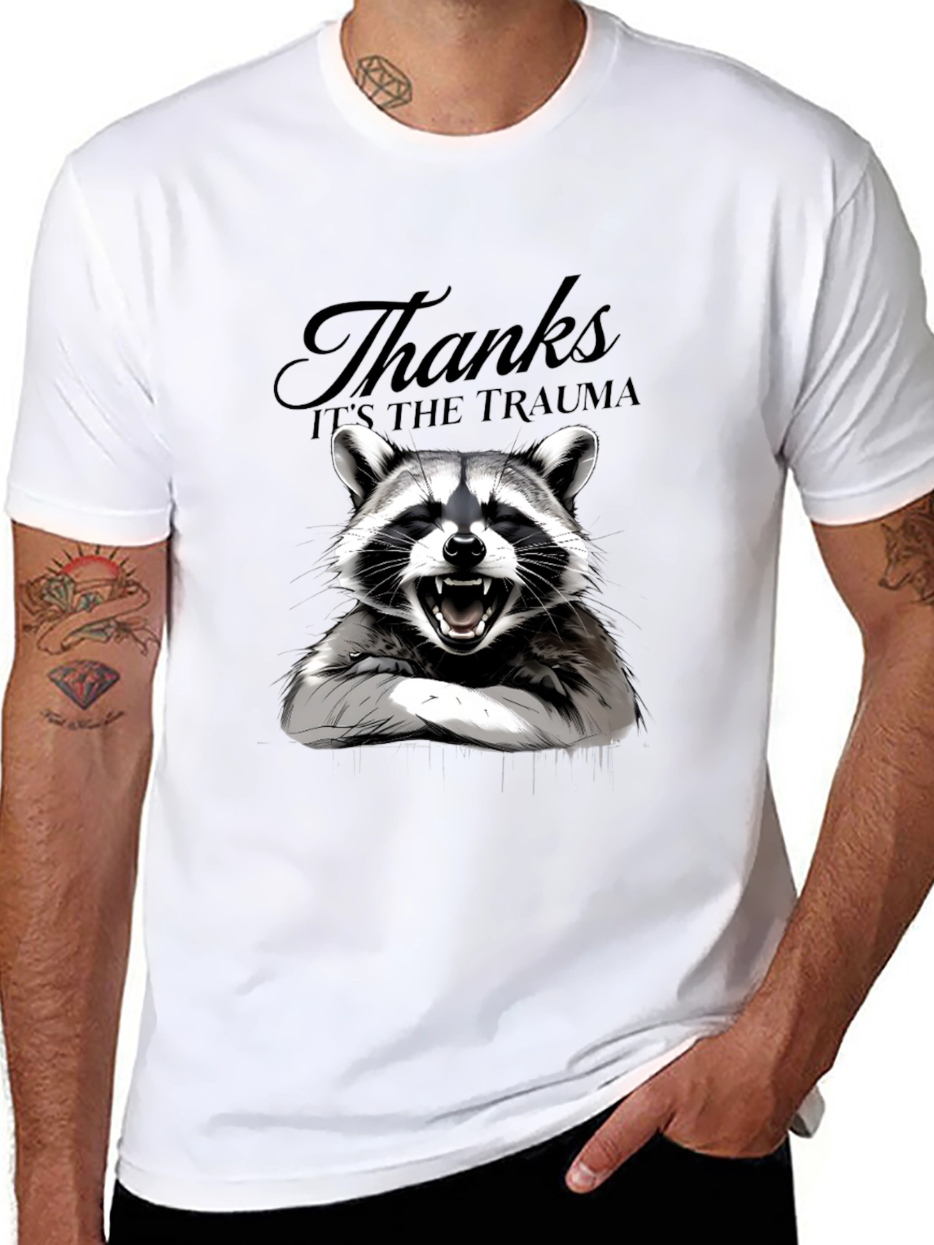 Thanks Its the Trauma Raccoon T-Shirt - Black