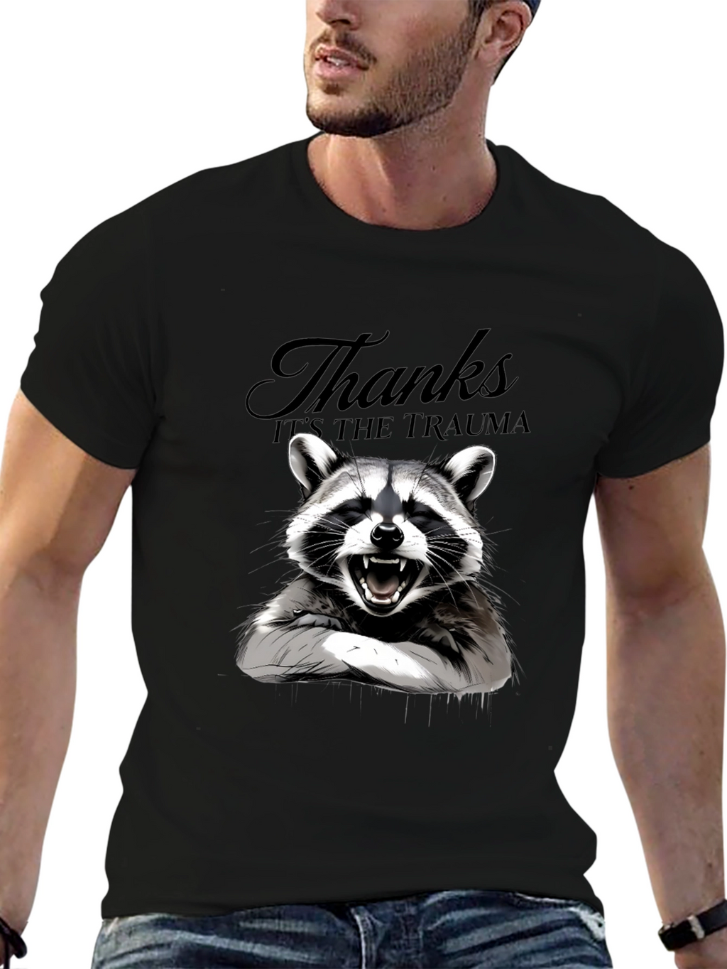 Thanks Its the Trauma Raccoon T-Shirt - Black