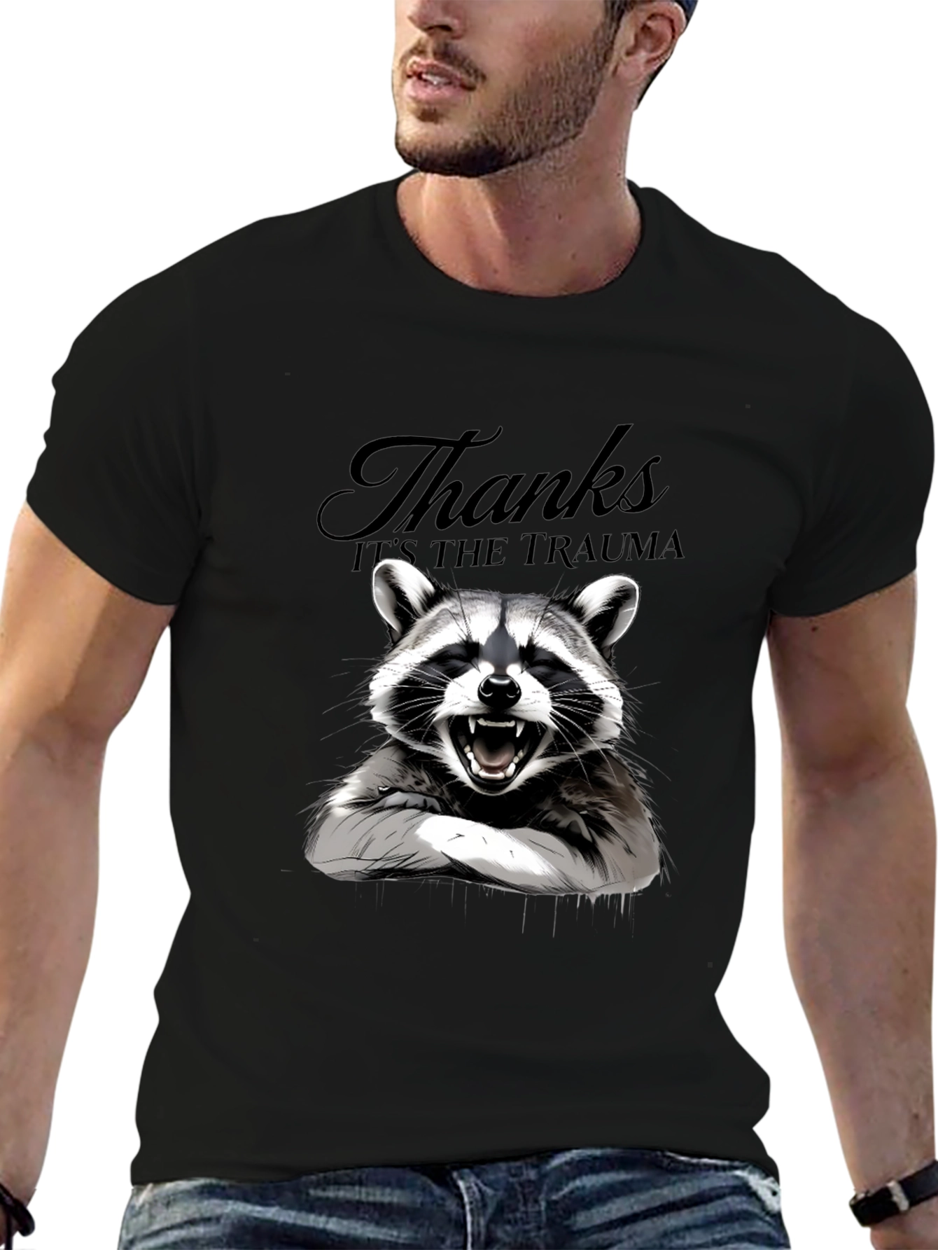 Thanks Its the Trauma Raccoon T-Shirt - Black