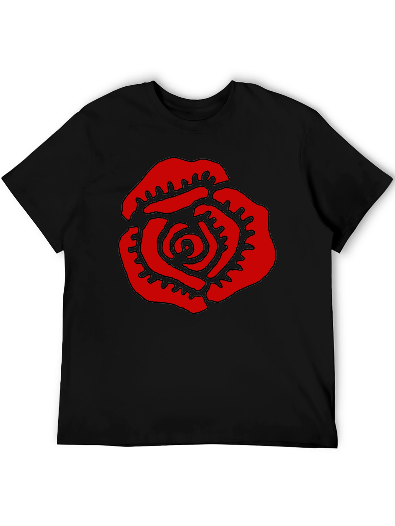 Red Rose Graphic Black T-Shirt