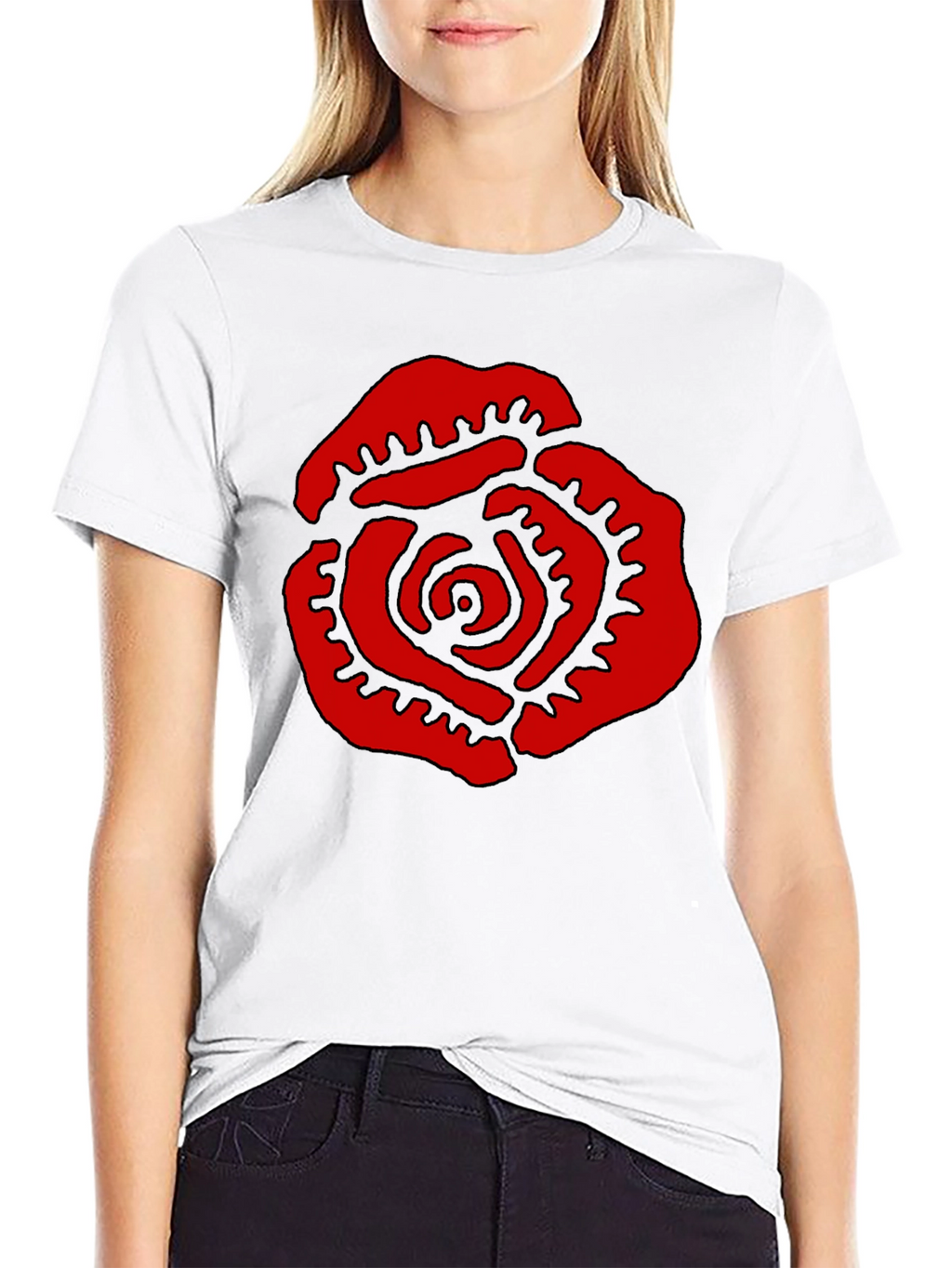 Red Rose Graphic Black T-Shirt