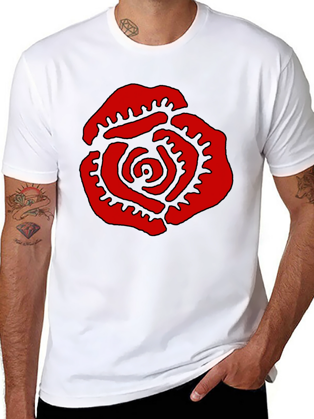 Red Rose Graphic Black T-Shirt
