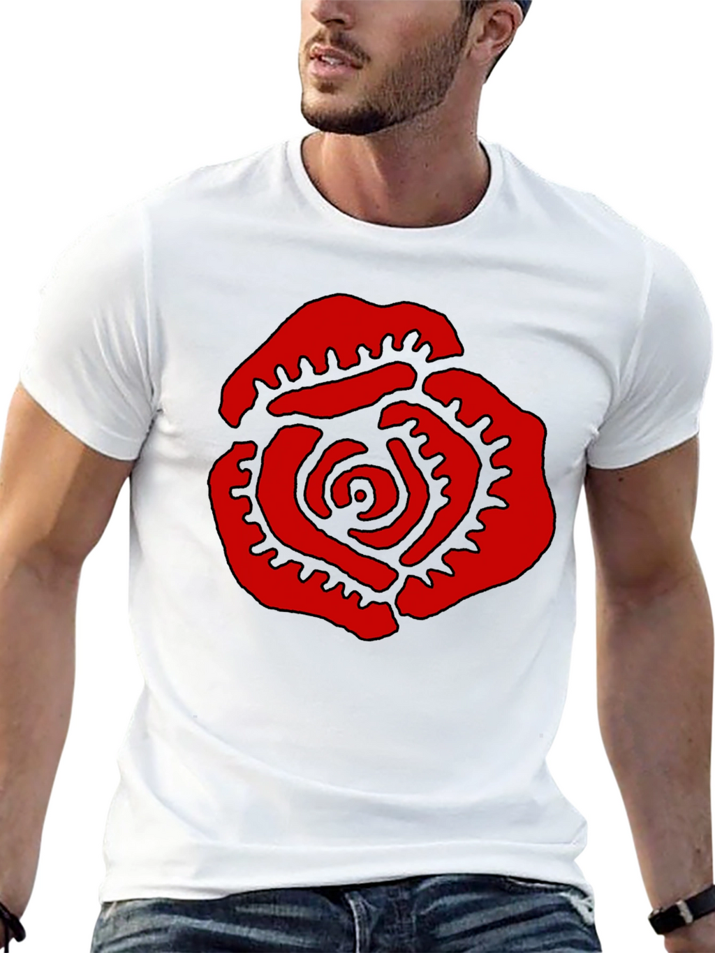 Red Rose Graphic Black T-Shirt