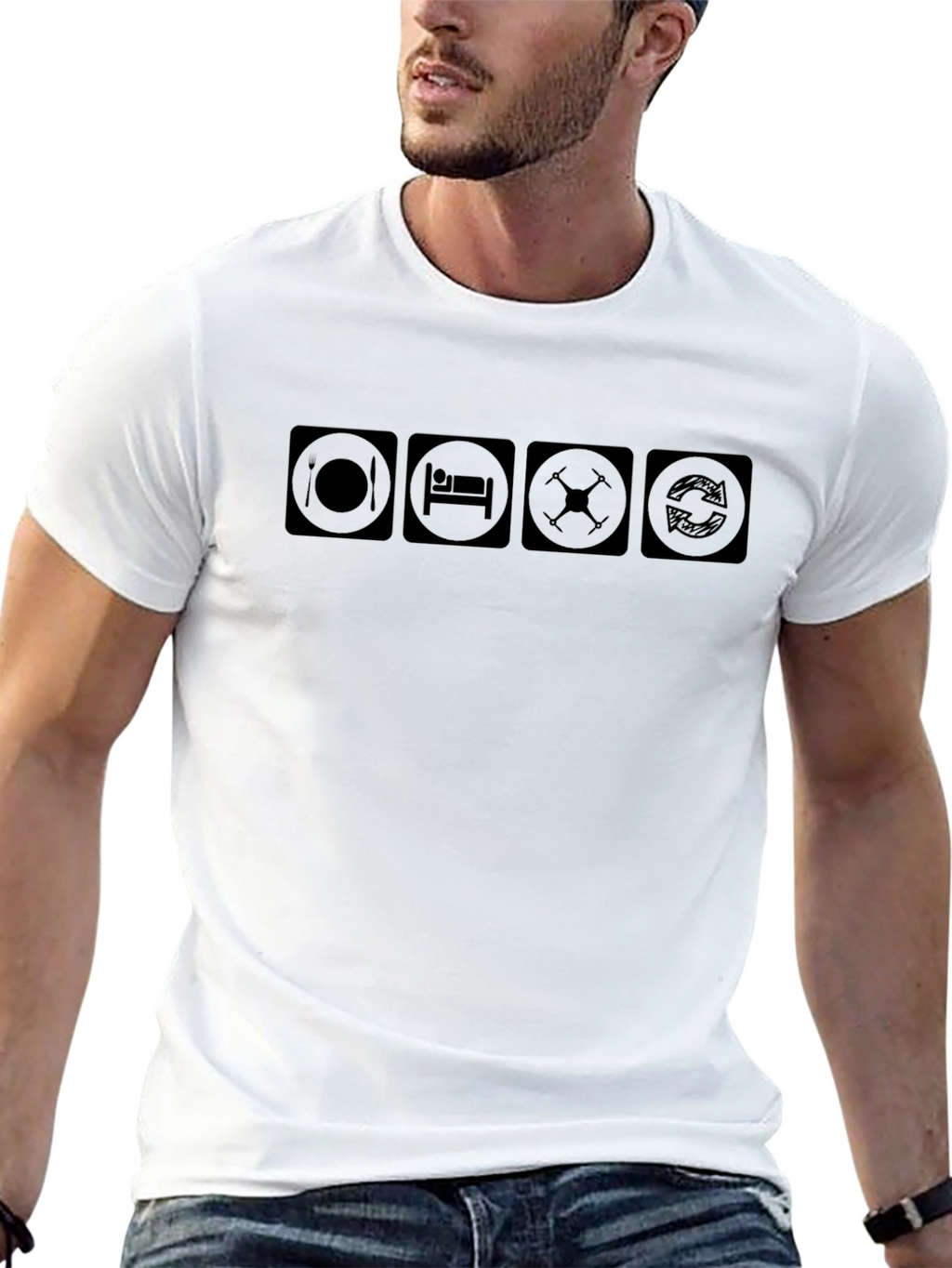 Eat Sleep Drone Repeat Black T-Shirt