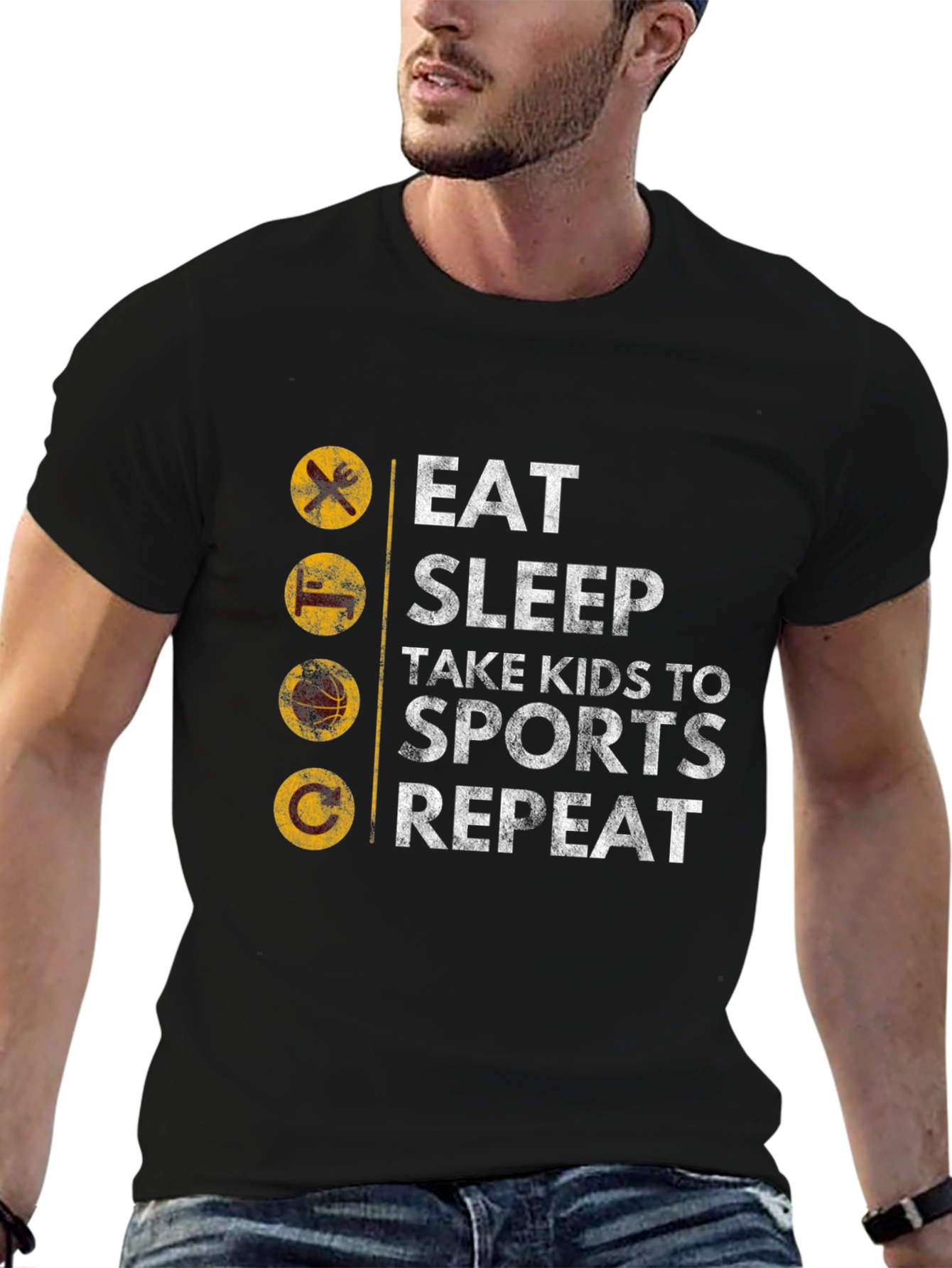 Eat Sleep Sports Repeat Mens Graphic Tee
