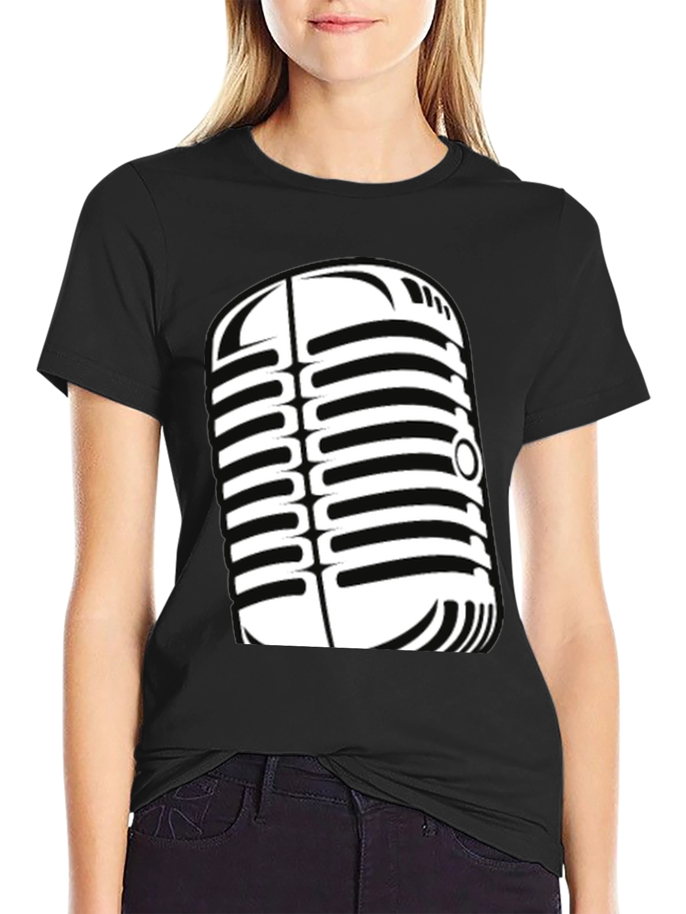 Vintage Microphone Graphic Tee - Classic Style