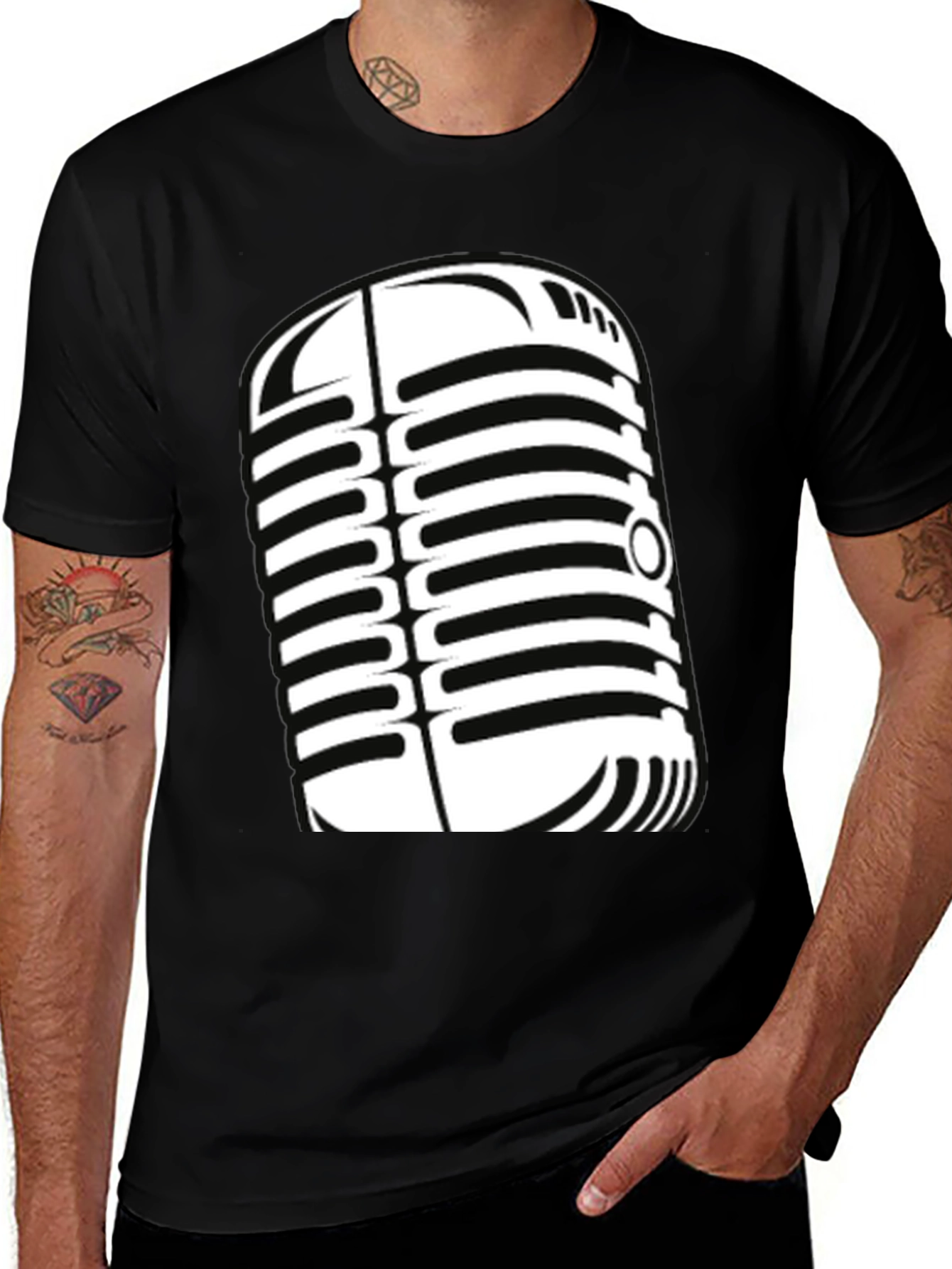 Vintage Microphone Graphic Tee - Classic Style