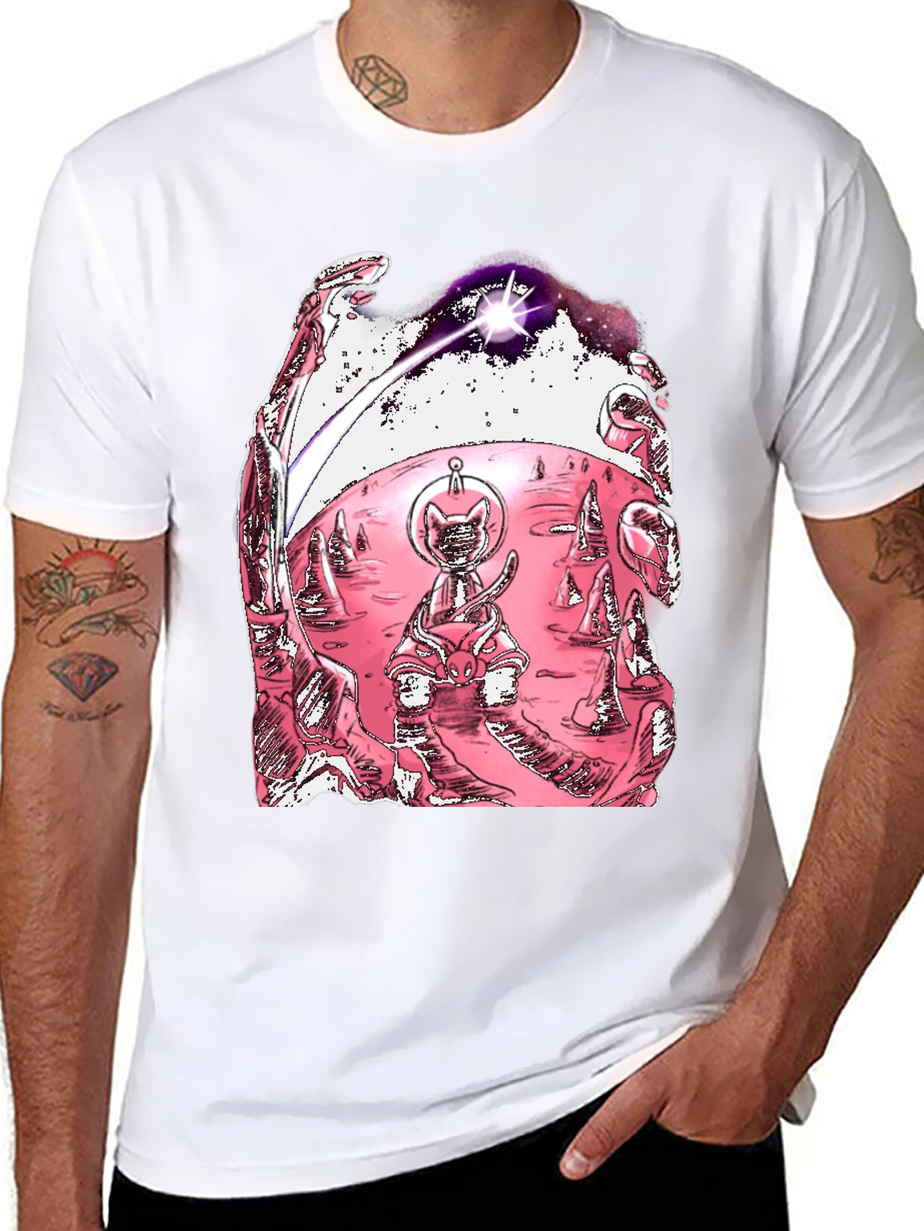 Space Cat T-Shirt - Unique Graphic Tee