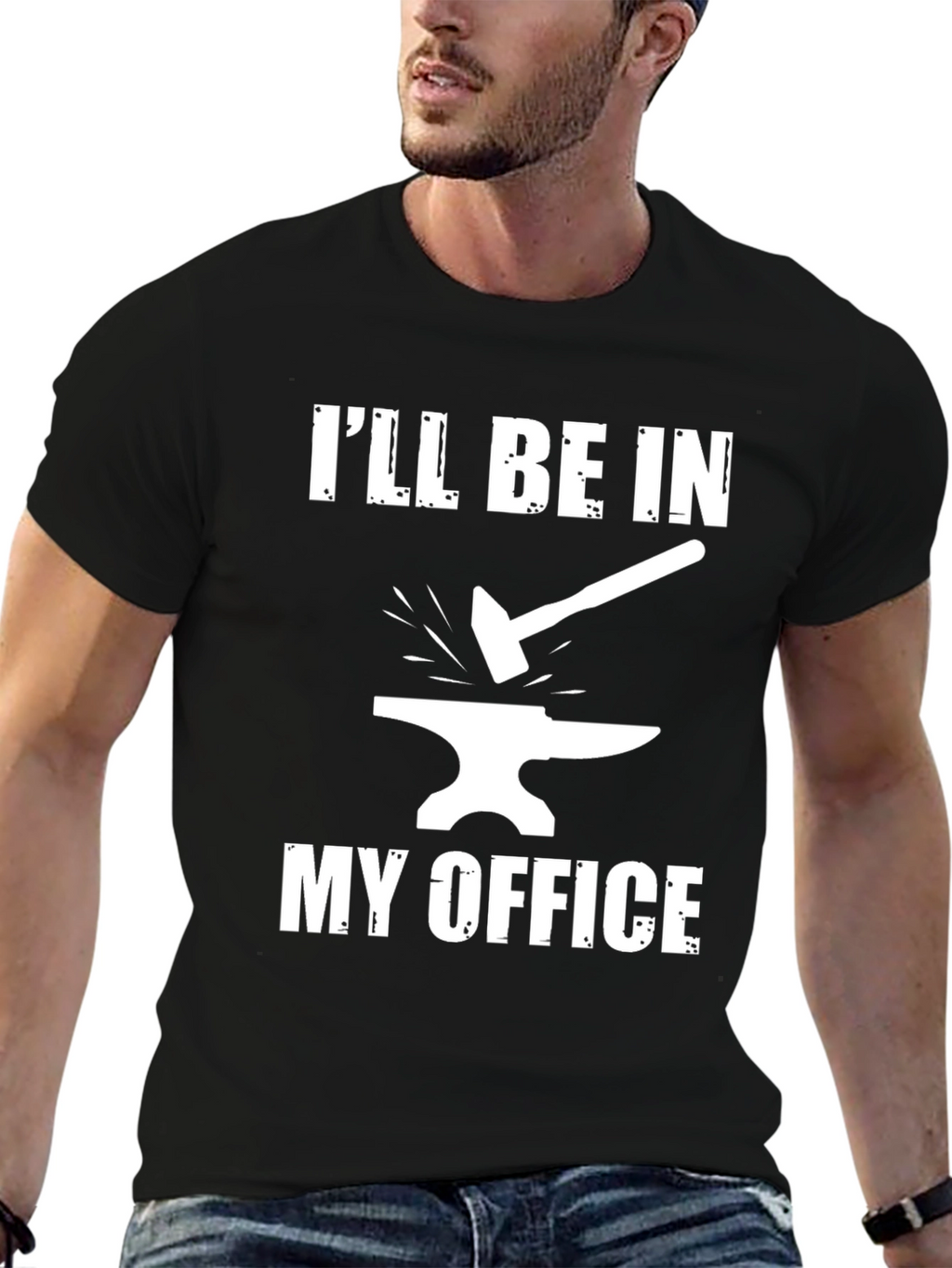 Blacksmith Office T-Shirt - Hammer and Anvil Design