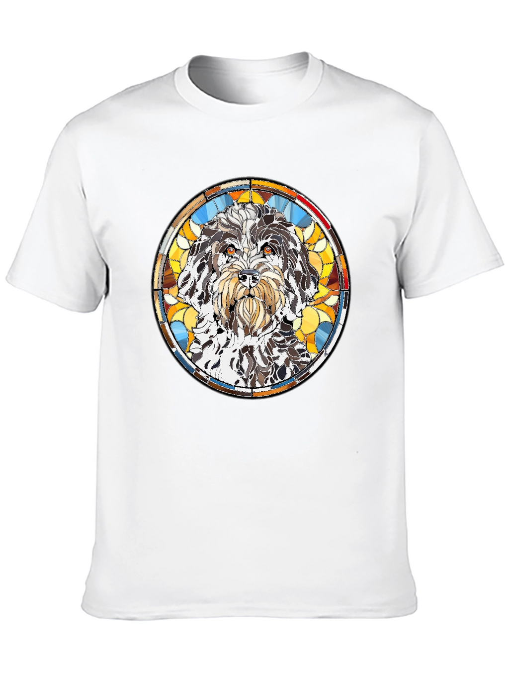 Stained Glass Dog Breed Graphic Tee - Black