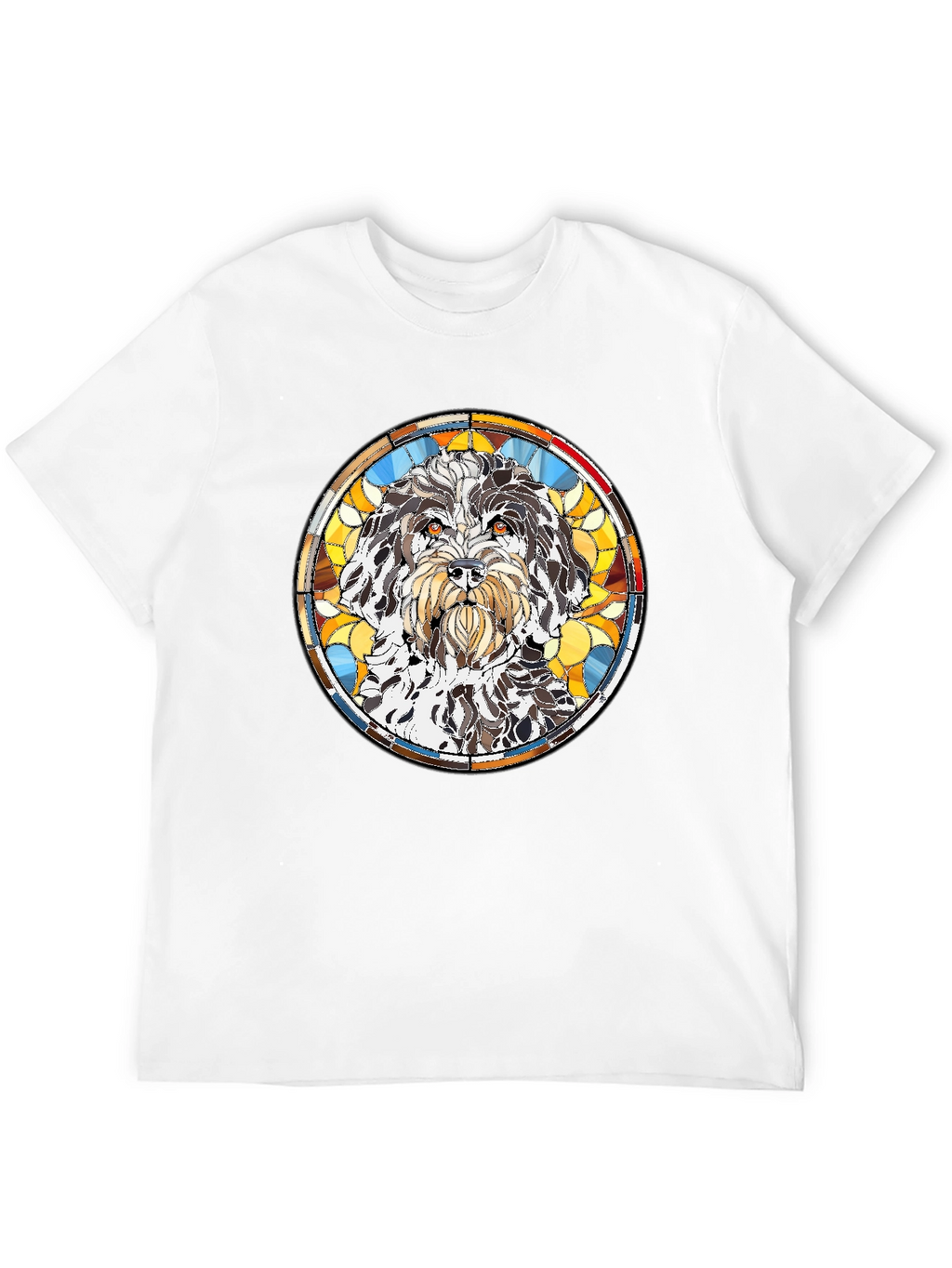 Stained Glass Dog Breed Graphic Tee - Black