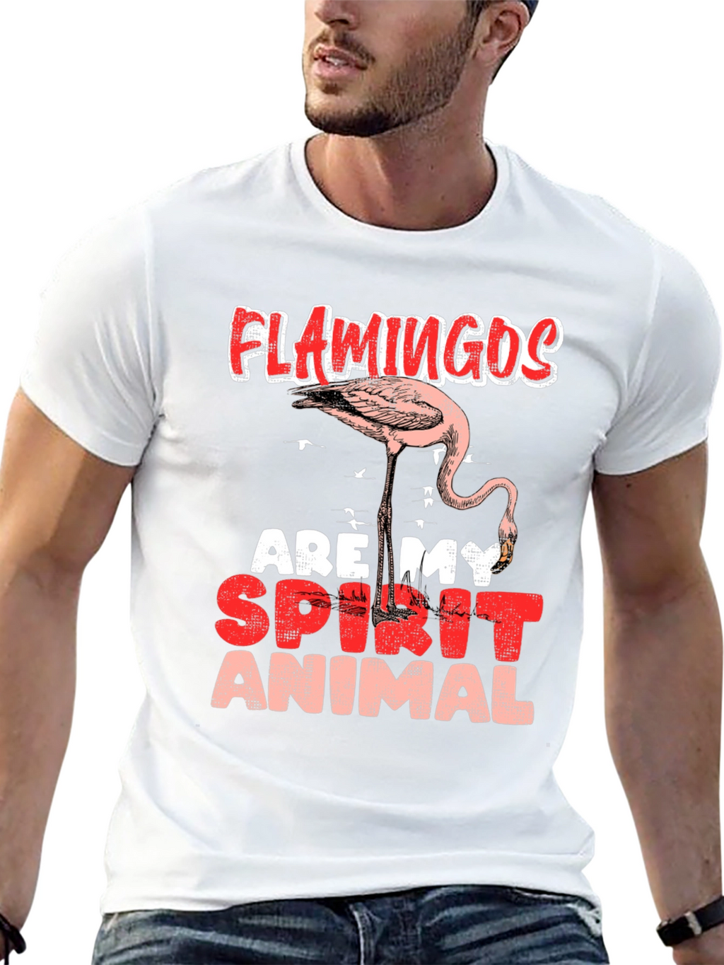Flamingo Spirit Animal Graphic Tee - Casual Comfort