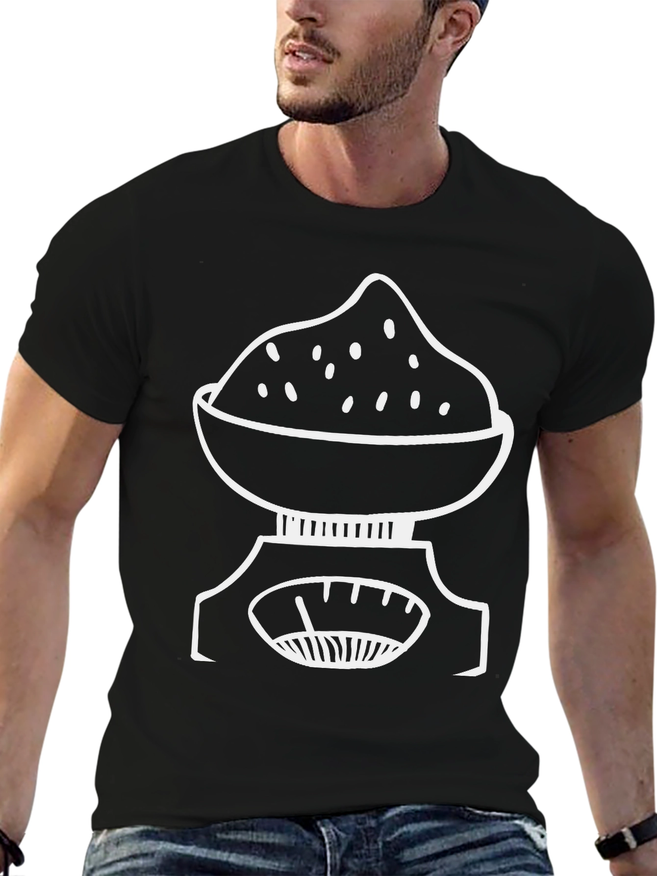 Food Scale Graphic Tee - Black Casual T-Shirt