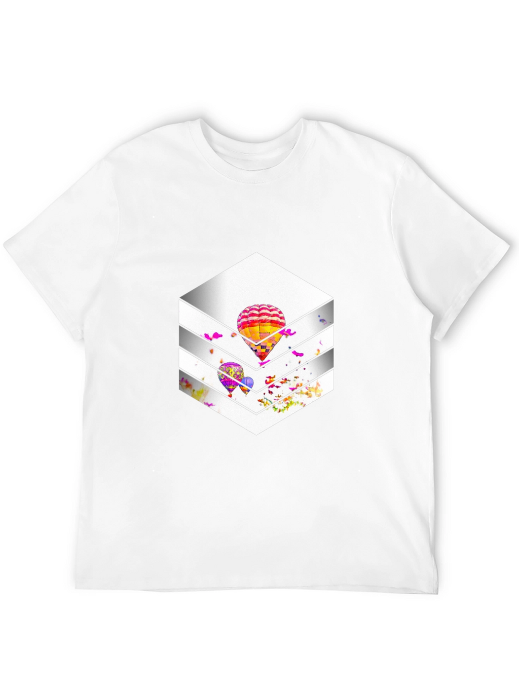 Stylish Black T-Shirt with Hot Air Balloon Graphic Design