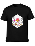 Stylish Black T-Shirt with Hot Air Balloon Graphic Design